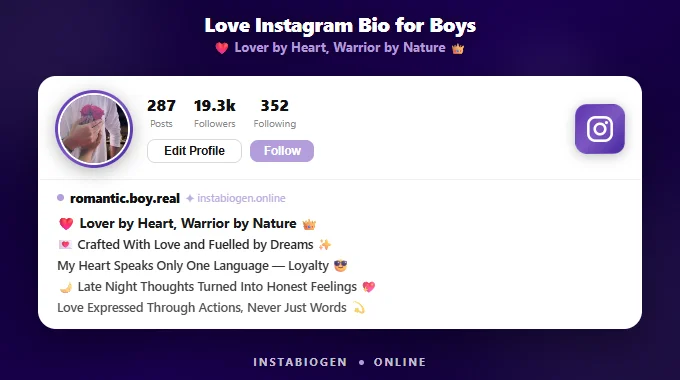 Love Instagram Bio for Boys